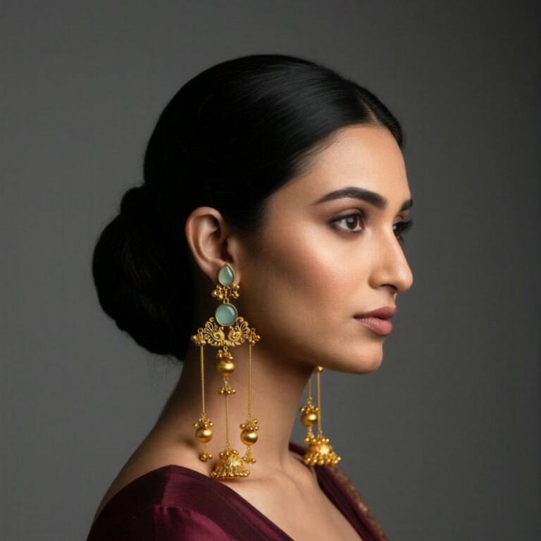Zoon-e-Kashmir Long Jhumka Earrings – Handcrafted Kashmiri Drop Earrings