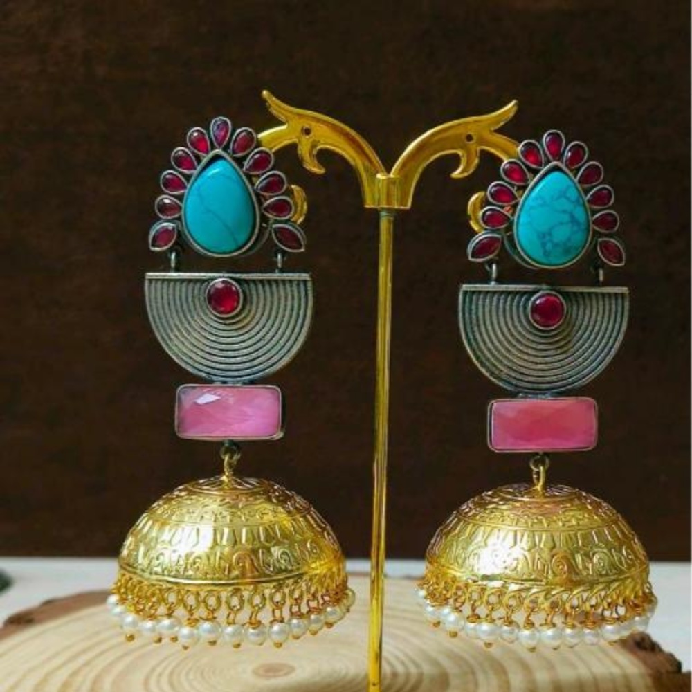 dual tone jhumka pink