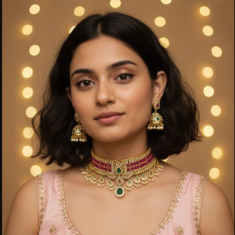 Nakhra Gulnaar Choker Set with Pearl Hangings