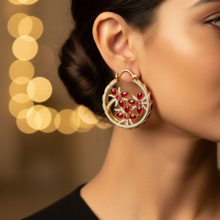 Zircon Floral Stud Earrings for Women