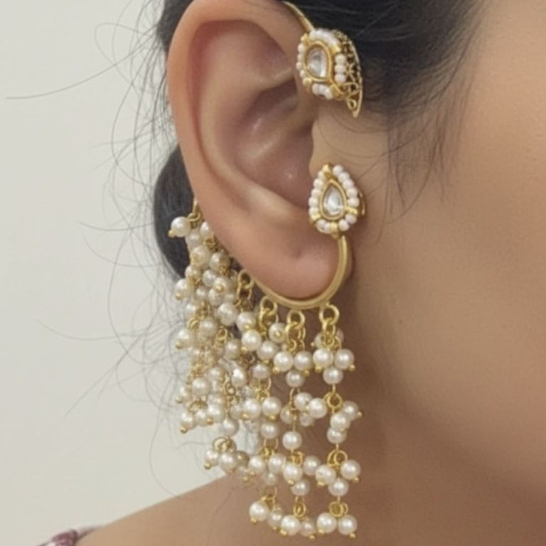 White Pearls Ear Cuff for Women