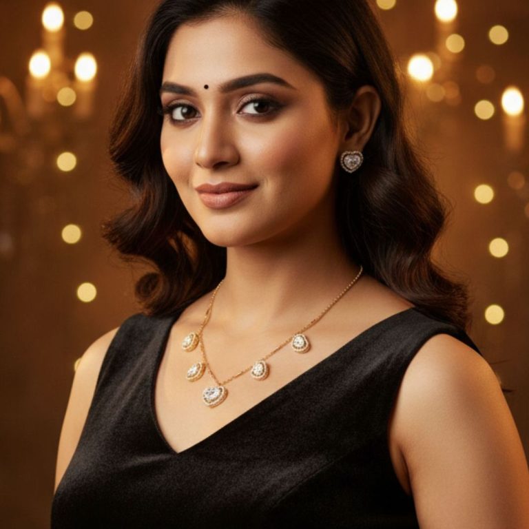 Crystal Heart Necklace Set for Women