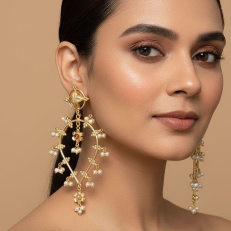Noorvine Pearl Drop Earrings for Women