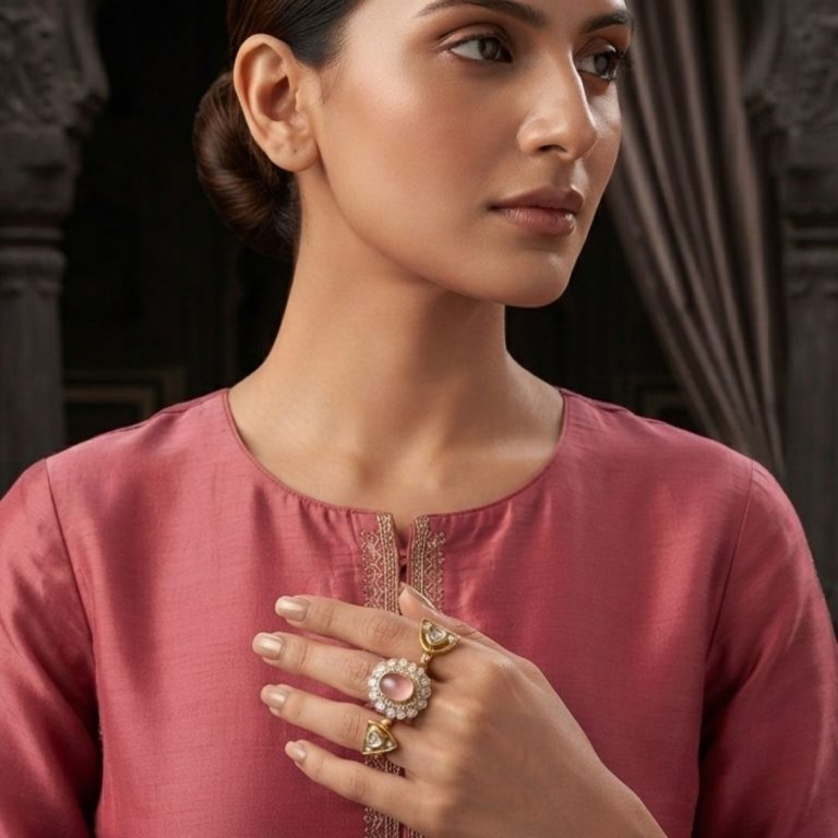 Nakhraa Gulabi Noor Sunburst Multi-Finger Statement Ring